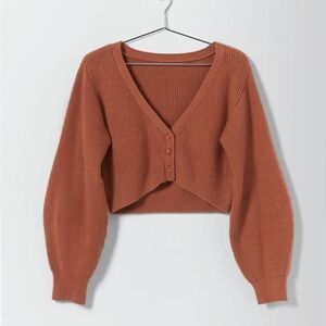 NWT charlotte cropped knit cardigan in brown - who what wear collection